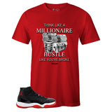 Red Crew Neck MILLIONAIRE MINDSET T-shirt to Match Bred 11