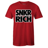 Red Crew Neck SNKR RICH T-shirt to Match Air More Uptempo Chicago Bulls