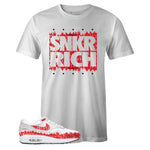 White Crew Neck SNKR RICH T-shirt To Match Air Max 1 Sketch To Shelf