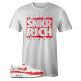 White Crew Neck SNKR RICH T-shirt To Match Air Max 1 Sketch To Shelf