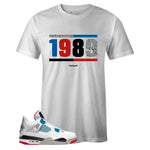 White Crew Neck 1989 T-shirt To Match Air Jordan Retro 4 What The