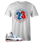 White Crew Neck 23 T-shirt To Match Air Jordan Retro 4 What The