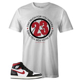 White Crew Neck 23 Sneaker T-shirt To Match Air Jordan Retro 1 OG Gym Red