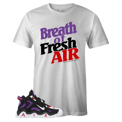White Crew Neck BREATH OF FRESH AIR T-shirt To Match Nike Air Barrage Mid Raptors