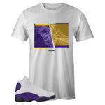 White Crew Neck PASSION T-shirt To Match Air Jordan Retro 13 Lakers