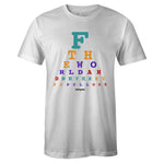 White Crew Neck EYE CHART T-shirt To Match Air Jordan Retro 9 Dream It Do It Flight Nostalgia