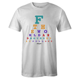 White Crew Neck EYE CHART T-shirt To Match Air Jordan Retro 9 Dream It Do It Flight Nostalgia