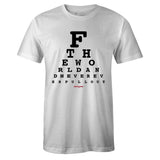 White Crew Neck EYE CHART T-shirt To Match Air Jordan Retro 1 OG Gym Red