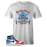 White Crew Neck SAMURAI WARRIOR T-shirt To Match Air Jordan Retro 1 OG FEARLESS