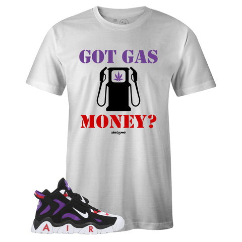 White Crew Neck GAS MONEY Sneaker T-shirt To Match Nike Air Barrage Mid Raptors