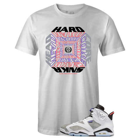 White Crew Neck Hardcore Sneakerhead T-shirt To Match Air Jordan Retro 6 Flint