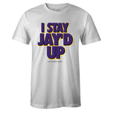 White Crew Neck JAY'D UP T-shirt To Match Air Jordan Retro 13 Lakers