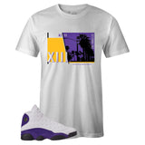 White Crew Neck LOS ANGELES T-shirt To Match Air Jordan Retro 13 Lakers