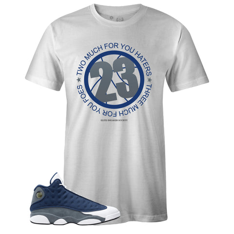 White Crew Neck 23 T-shirt to Match Air Jordan Retro 13 Flint