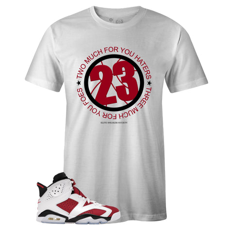 White Crew Neck 23 T-shirt to Match Air Jordan Retro 6 Carmine