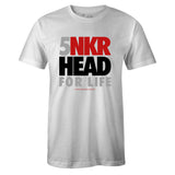White Crew Neck SNKR HEAD FOR LIFE T-shirt to Match Air Jordan Retro 5 Fire Red