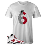 White Crew Neck SIX T-shirt to Match Air Jordan Retro 6 Carmine