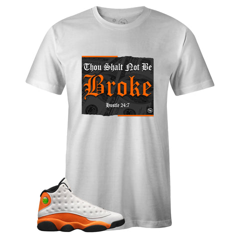 White Crew Neck BROKE T-shirt to Match Air Jordan Retro 13 Starfish