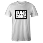 White Crew Neck DUNK DEEZ T-shirt to Match Nike SB Dunk Low Black White
