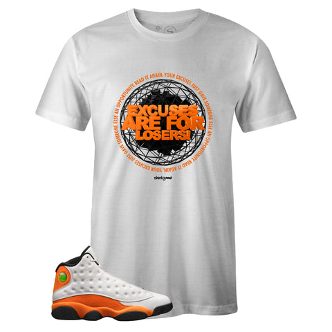 White Crew Neck EXCUSES T-shirt to Match Air Jordan Retro 13 Starfish
