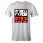 White Crew Neck STRAIGHT FIRE T-shirt to Match Air Jordan Retro 4 Fire Red