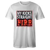 White Crew Neck STRAIGHT FIRE T-shirt to Match Air Jordan Retro 4 Fire Red