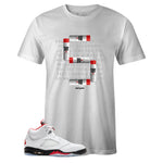 White Crew Neck FIVE T-shirt to Match Air Jordan Retro 5 Fire Red