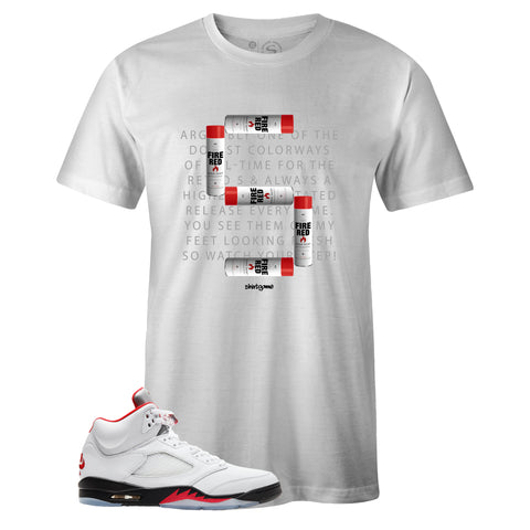 White Crew Neck FIVE T-shirt to Match Air Jordan Retro 5 Fire Red