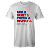 White Crew Neck GOD MONEY T-shirt To Match Air Jordan Retro 3 International Flight Charity Game