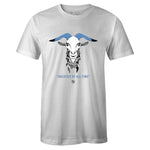 White Crew Neck GOAT T-shirt to Match Air Jordan Retro 1 University Blue