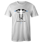 White Crew Neck GOAT T-shirt to Match Air Jordan Retro 9 University Blue