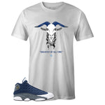 White Crew Neck GOAT T-shirt to Match Air Jordan Retro 13 Flint