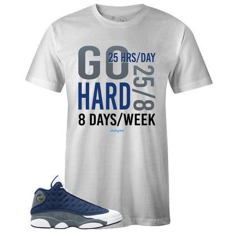 White Crew Neck GO HARD T-shirt to Match Air Jordan Retro 13 Flint