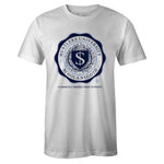 White Crew Neck HUSTLERS UNIVERSITY T-shirt To Match Air Jordan Retro 1 OG Obsidian UNC