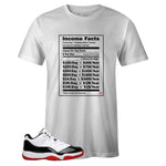 White Crew Neck INCOME FACTS T-shirt to Match Concord Bred 11