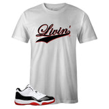 White Crew Neck LIVIN' T-shirt to Match Concord Bred 11