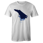 White Crew Neck NORTH KLAK T-shirt To Match Air Jordan Retro 1 OG Obsidian UNC