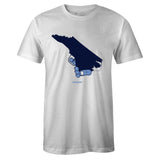 White Crew Neck NORTH KLAK T-shirt To Match Air Jordan Retro 1 OG Obsidian UNC