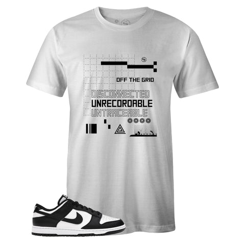 White Crew Neck OFF THE GRID T-shirt to Match Nike SB Dunk Low Black White