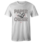White Crew Neck PAPER CHASER T-shirt to Match Air Jordan Retro 4 White Oreo