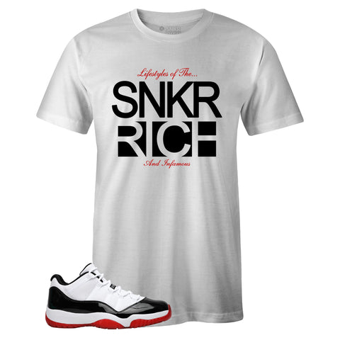 White Crew Neck SNKR RICH T-shirt to Match Concord Bred 11