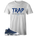 White Crew Neck TRAP T-shirt to Match Air Jordan Retro 13 Flint