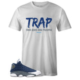 White Crew Neck TRAP T-shirt to Match Air Jordan Retro 13 Flint