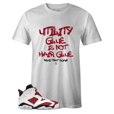 White Crew Neck GLUE T-shirt to Match Air Jordan Retro 6 Carmine