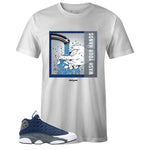 White Crew Neck WASH YOUR HANDS T-shirt to Match Air Jordan Retro 13 Flint