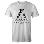 White Crew Neck EYE CHART T-shirt to Match Air Jordan Retro 11 CONCORD