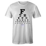 White Crew Neck EYE CHART T-shirt to Match Air Jordan Retro 11 CONCORD
