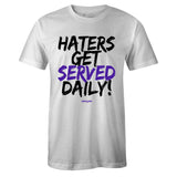White Crew Neck HATERS GET SERVED DAILY T-shirt to Match Air Jordan Retro 11 CONCORD