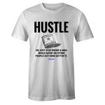 White Crew Neck HUSTLE T-shirt to Match Air Jordan Retro 11 CONCORD