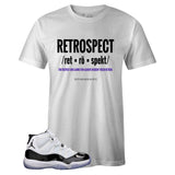 White Crew Neck RETROSPECT T-shirt to Match Air Jordan Retro 11 CONCORD